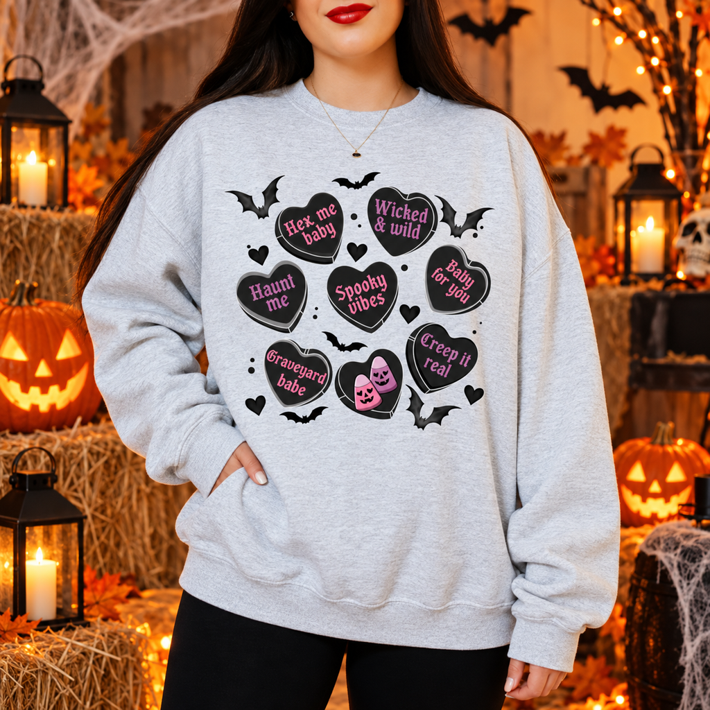 Spooky Candy Hearts Shirt & Hoodie Pastel Goth Apparel