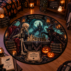 Gothic Black Cat & Multidimensional 3D Illusion Round Rug