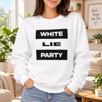 Classic Block Text Logo Design White Lie Party Shirt