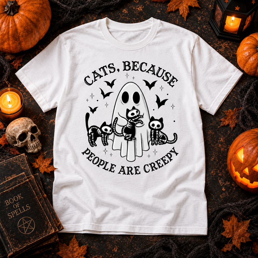 Cats Because People Are Creepy Funny Introvert Shirt