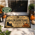 Personalized Vintage Salem Sanctuary Black Cat Halloween Doormat