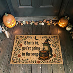Funny Witch Frog Making Soup Fall Halloween Welcome Doormat