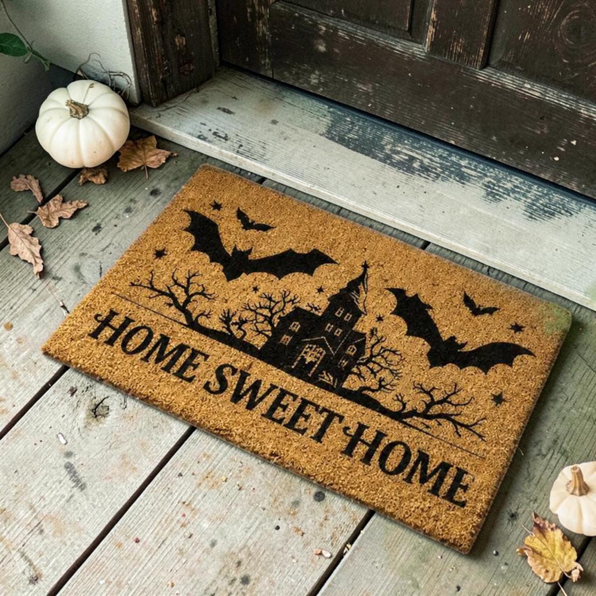 Gothic Haunted House Bats Home Sweet Home Fall Doormat