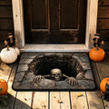 Scary 3D Skeleton Crawling Out Of Stone Hole Doormat