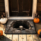 Scary 3D Skeleton Crawling Out Of Stone Hole Doormat