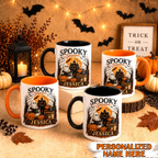 Personalized Spooky Season Mug Ghost & Black Cat Halloween Cup