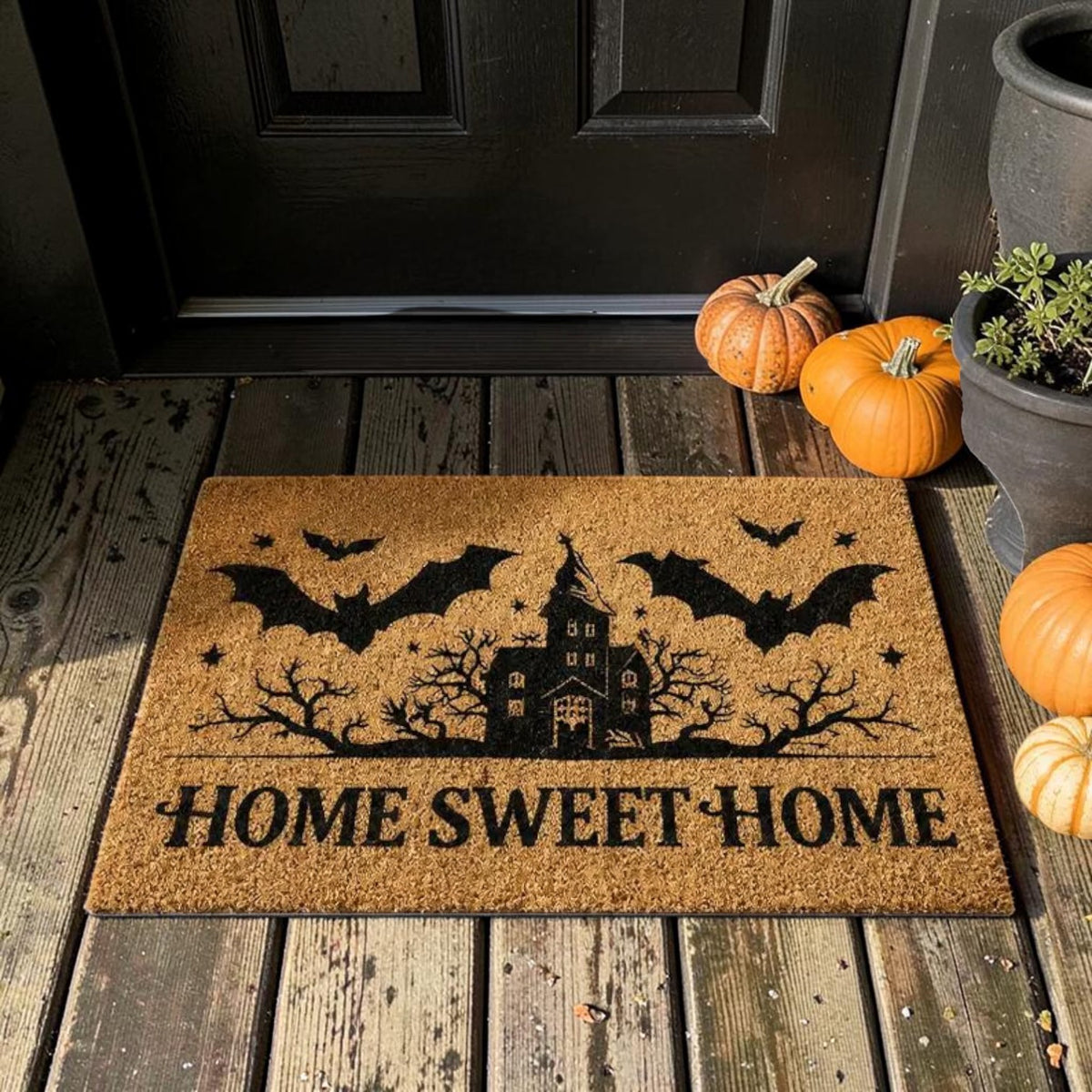 Gothic Haunted House Bats Home Sweet Home Fall Doormat