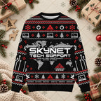 Skynet Tech Support Cyberdyne Ugly Christmas Sweater - Sci-Fi Geek Holiday Sweatshirt