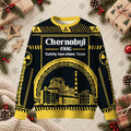 Chernobyl 1986 Reactor Graphic Ugly Christmas Sweater - Black & Gold Retro Sci-Fi Holiday Shirt