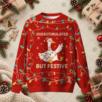 Overstimulated But Festive Tangled Goose Funny Ugly Christmas Sweater