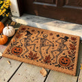Joyful Dancing Skeletons Autumn Leaves Fall Halloween Welcome Doormat