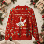 Overstimulated But Festive Tangled Goose Funny Ugly Christmas Sweater