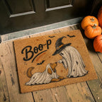Funny Ghost And Golden Retriever Dog Boop Halloween Doormat