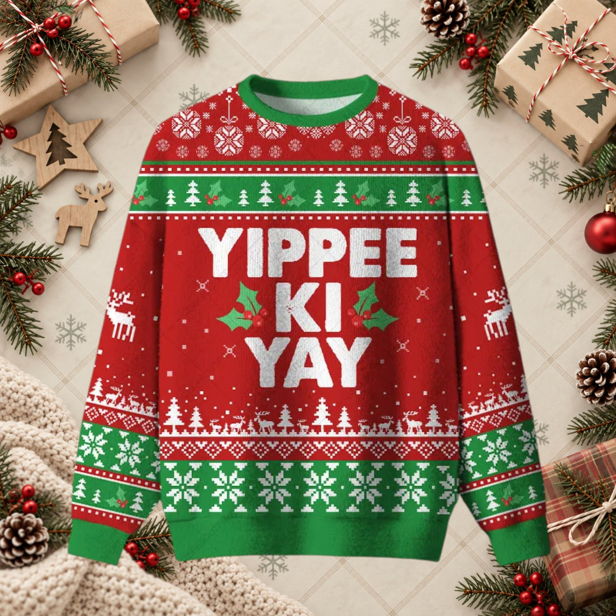 Yippee Ki Yay Action Movie Quote Ugly Christmas Sweater