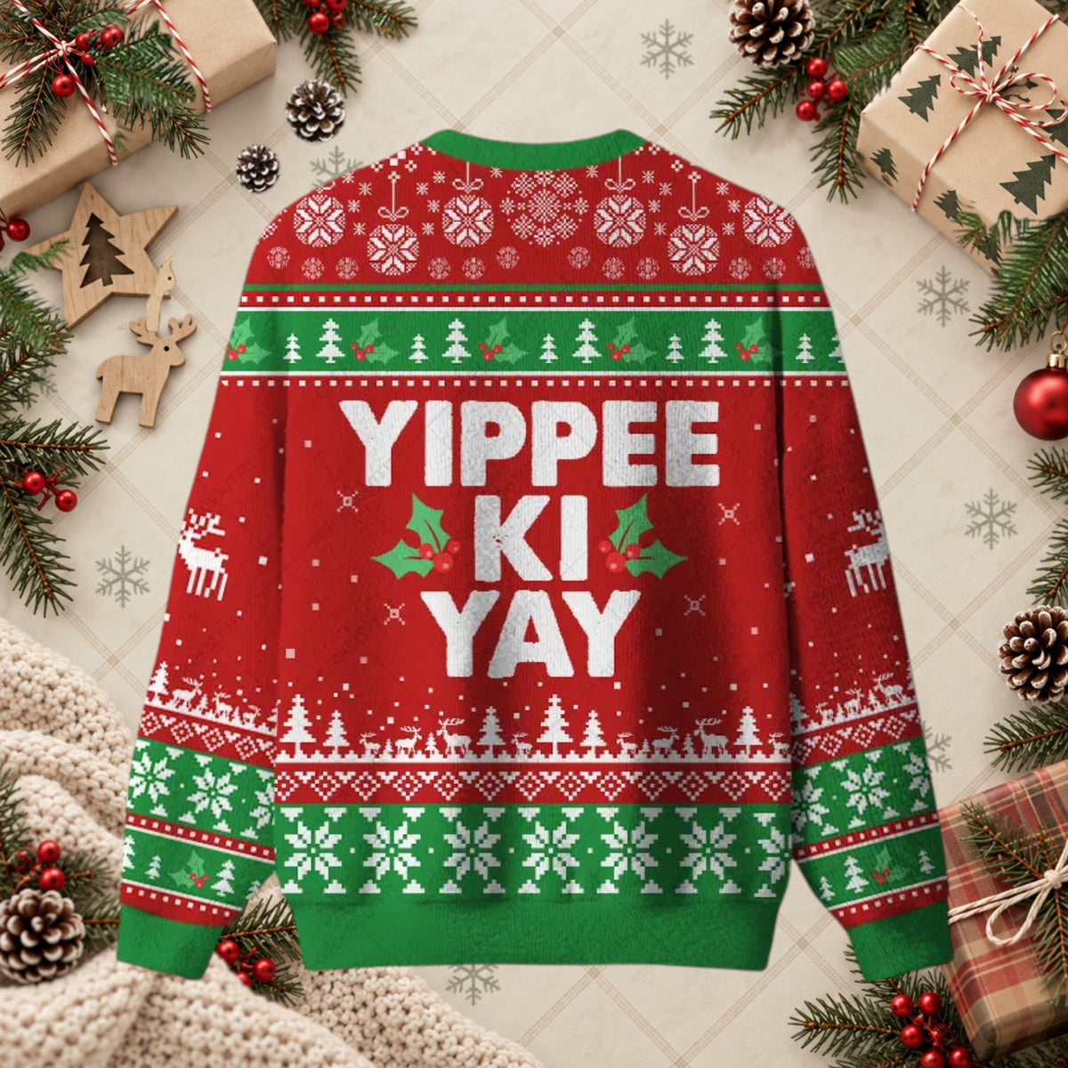 Yippee Ki Yay Action Movie Quote Ugly Christmas Sweater