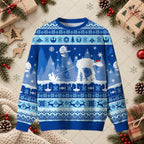AT-AT Walker Sleigh Sci-Fi Ugly Christmas Sweater - Galactic Empire Holiday Shirt