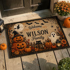 Personalized Family Name Welcome Halloween Pumpkins Ghost Doormat