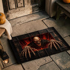 Scary 3D Lava Demon Skull Escaping Wooden Trap Doormat