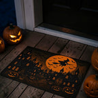 Flying Witch Full Moon Haunted Village Halloween Doormat