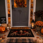 Scary 3D Lava Demon Skull Escaping Wooden Trap Doormat