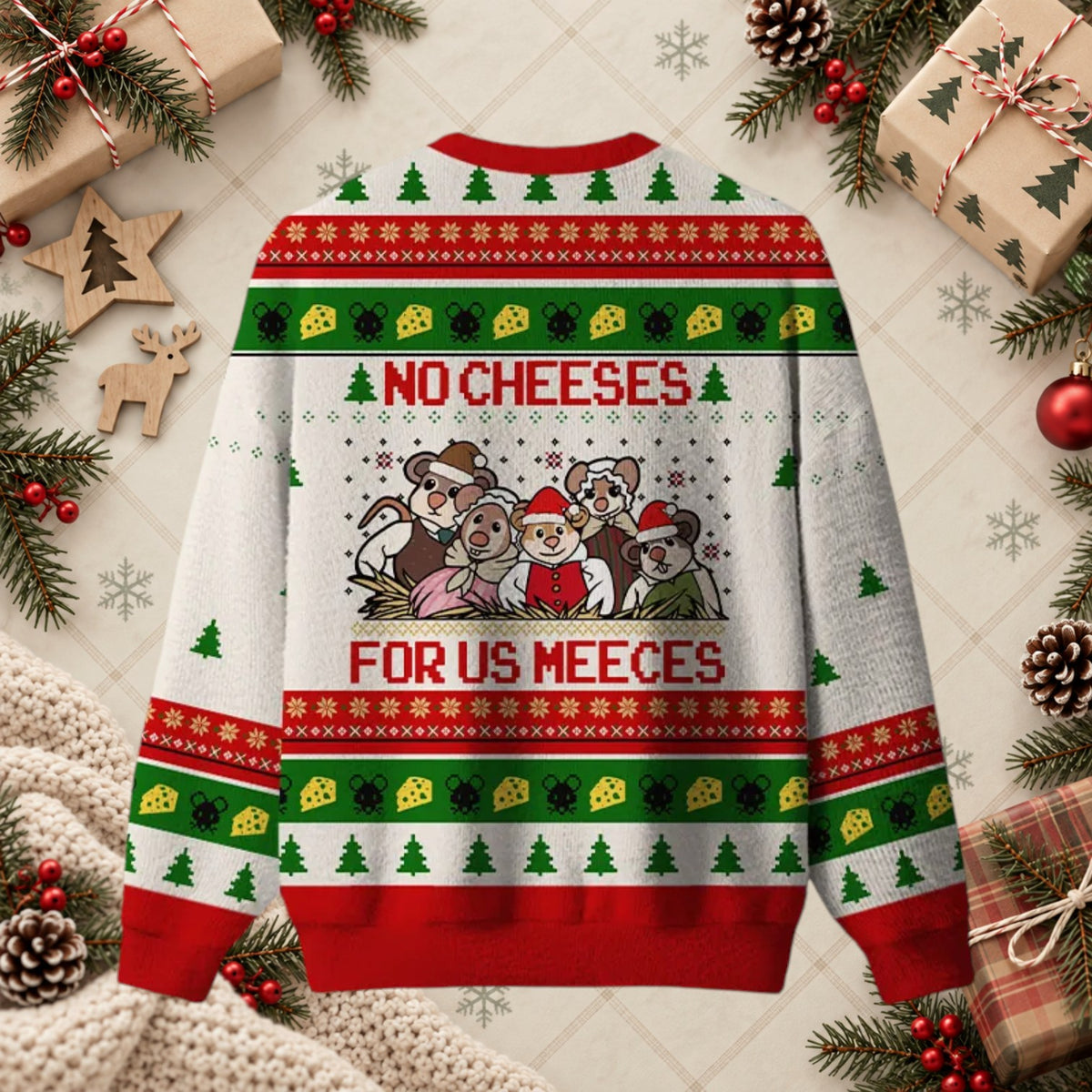 No Cheeses For Us Meeces Retro Movie Christmas Sweater