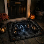 Spooky 3D Glowing Ghosts Floating From Dungeon Stairs Doormat