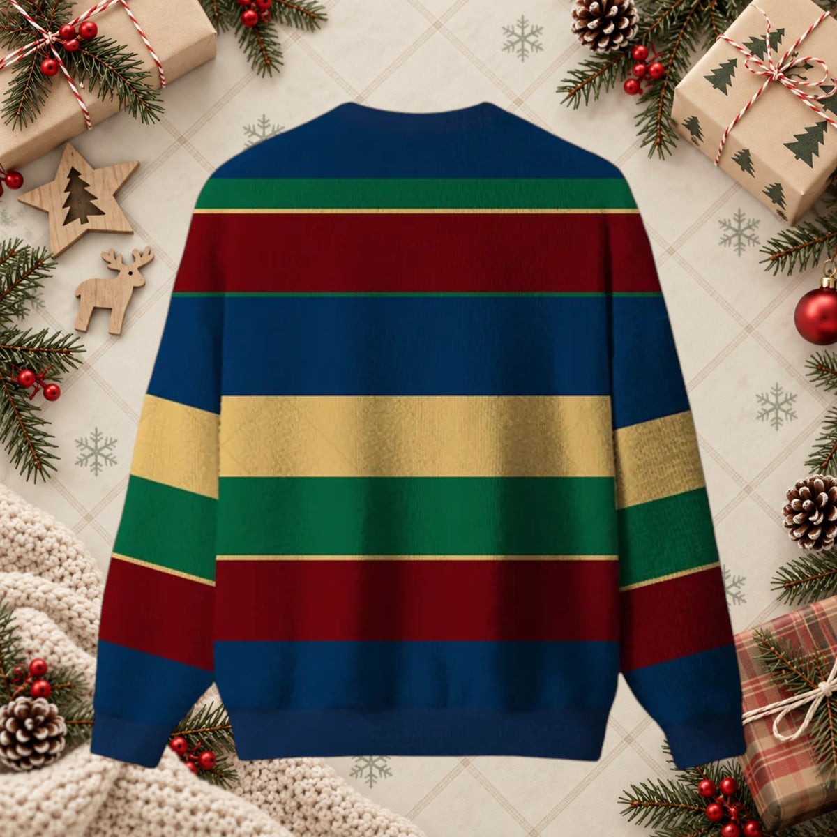 Retro Color Block Striped Sweater - Vintage 80s 90s Style Winter Holiday Pullover