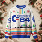Commodore 64 Retro Computer Ugly Christmas Sweater - 8-Bit Gamer Holiday Shirt