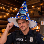 Personalized Blue Police Car and Ghost Kids Witch Hat