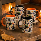 Faux Clay Black Cat Halloween Mug Spooky Witch Aesthetic Cup