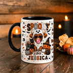 Personalized Spooky Vibes Highland Cow Mug Cute Ghost Cup