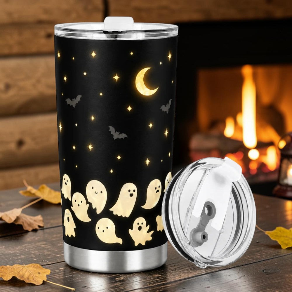 Spooky Starry Night Ghost Tumbler Cute Fall Coffee Mug