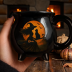 Personalized Witch Broomstick Mug Black Cauldron Halloween Gift