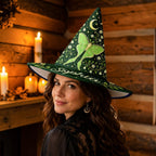 Personalized Green Witch Hat with Enchanted Luna Moth Design