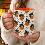 Vintage Jack-o'-Lantern Cat Coffee Cup Fall Pattern Drinkware