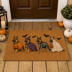 Cute German Shepherd Dogs In Halloween Costumes Welcome Doormat