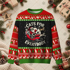 Cats For Everybody Santa Sleigh Funny Ugly Christmas Sweater