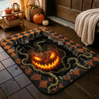 Scary 3D Glowing Evil Pumpkin Vines Illusion Doormat
