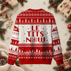 Le Tits Now Funny Ugly Christmas Sweater - Let It Snow Humor Holiday Sweatshirt