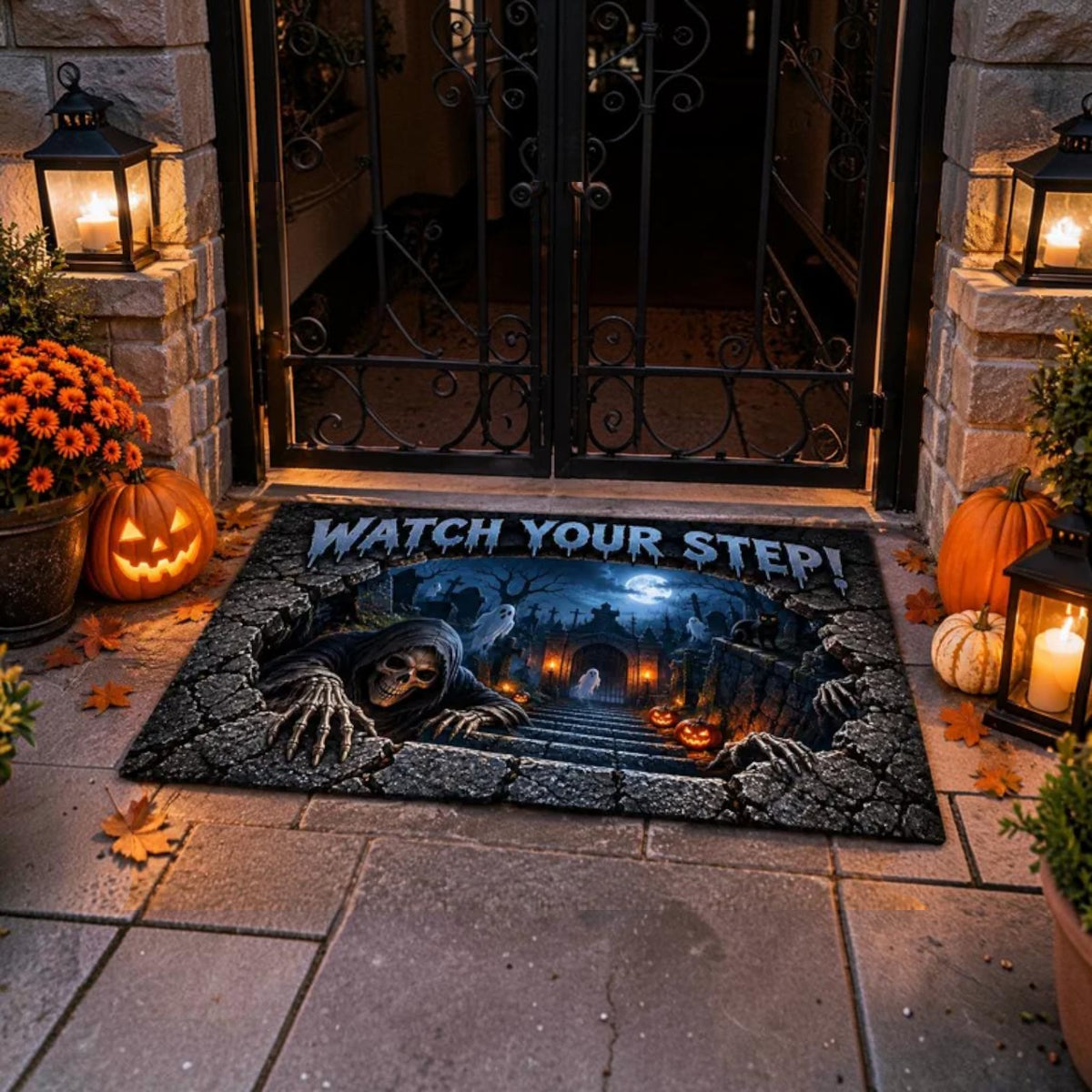 Creepy 3D Grim Reaper Watch Your Step Doormat