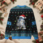 Space Robot Tangled in Lights Sci-Fi Ugly Christmas Sweater - Geek Holiday Shirt