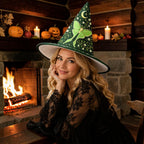 Personalized Green Witch Hat with Enchanted Luna Moth Design