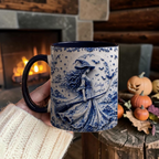 Personalized Blue Toile Witch Mug Vintage 3D Look Halloween Cup