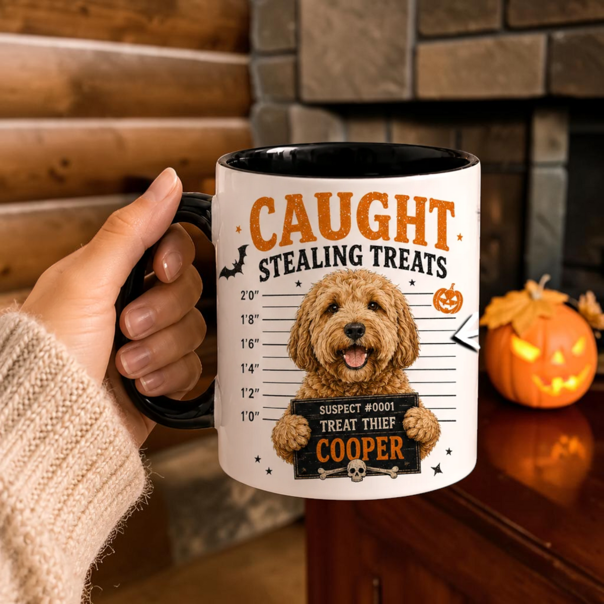 Custom Pet Photo Mug Funny Caught Stealing Treats Dog Cup