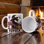 Personalized Initial Halloween Mug Cute Ghost & Witch Hat Cup
