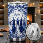 Personalized Blue Toile Coven Mug Vintage Witch Sisterhood Cup