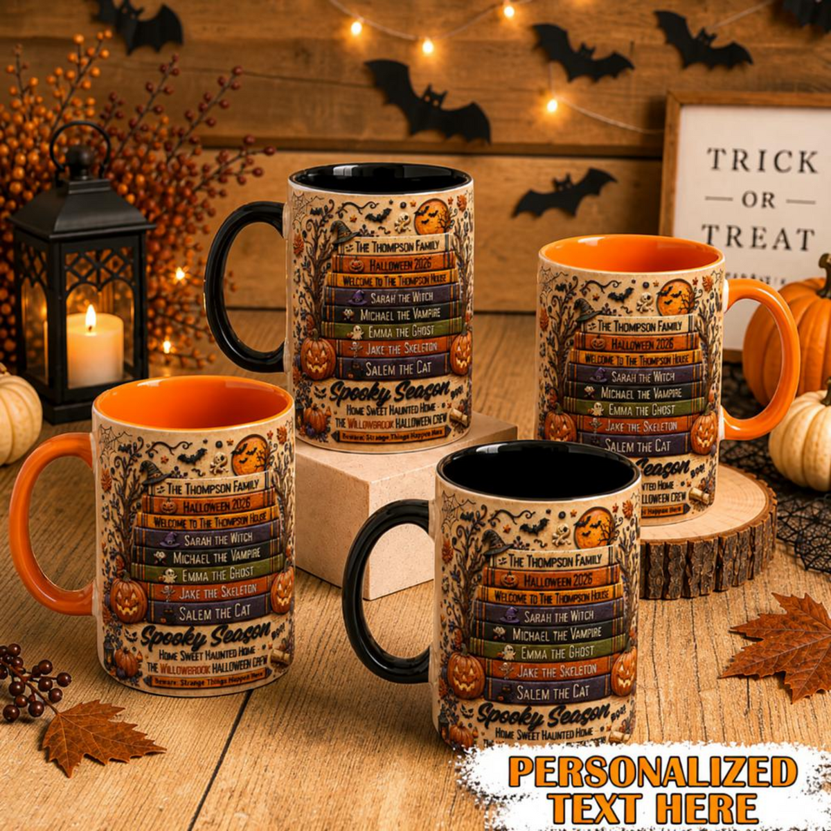 Personalized Halloween Family Spell Book Mug Custom Spooky Cup