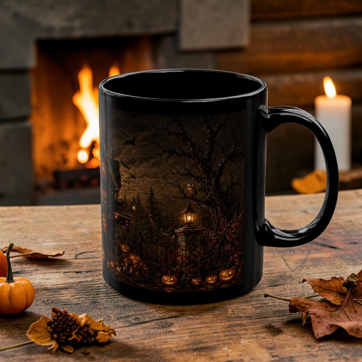 Personalized Glowing Haunted House Mug Dark Spooky Season Gift
