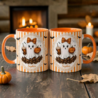 Personalized Coquette Ghost Mug Cute Leopard Print Halloween Cup