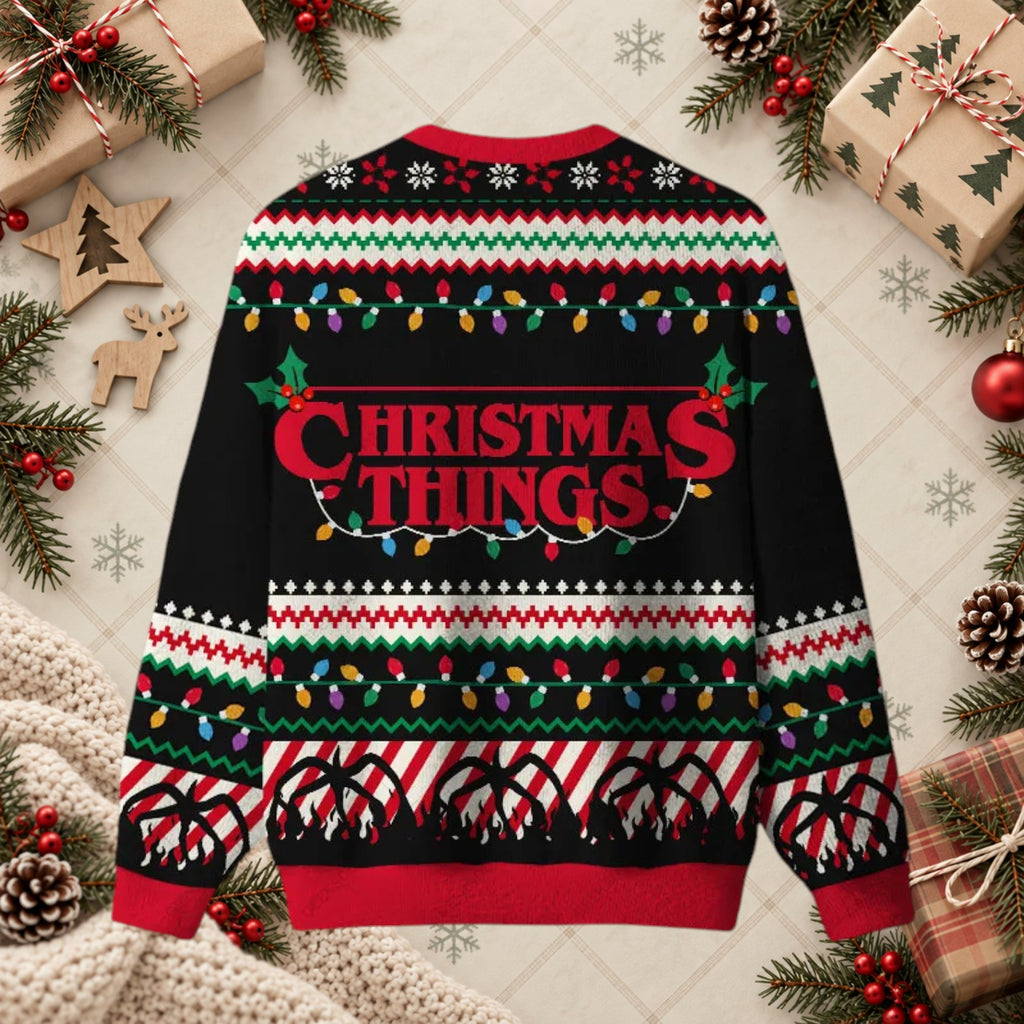 Christmas Things Stranger Sci-Fi Horror Retro Ugly Holiday Sweater